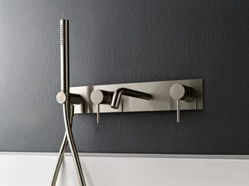 UP+ - Wall-mounted Recessed brass bathtub set with plate by Rubinetterie Treemme - view 2